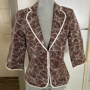 Vintage Nygard Brown Linen Embroidered 3/4 Sleeve